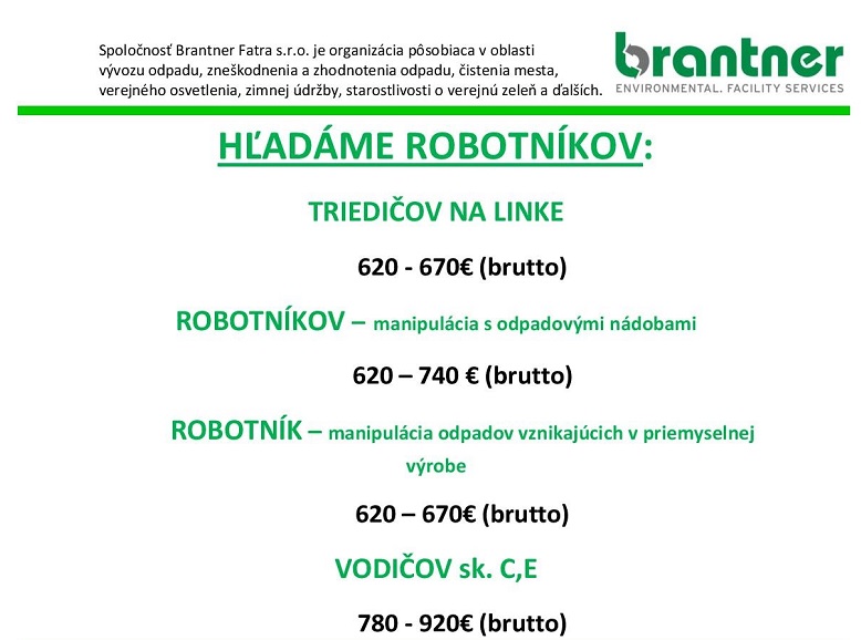 HĽADÁME ROBOTNÍKOV