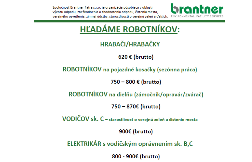 HĽADÁME ROBOTNÍKOV